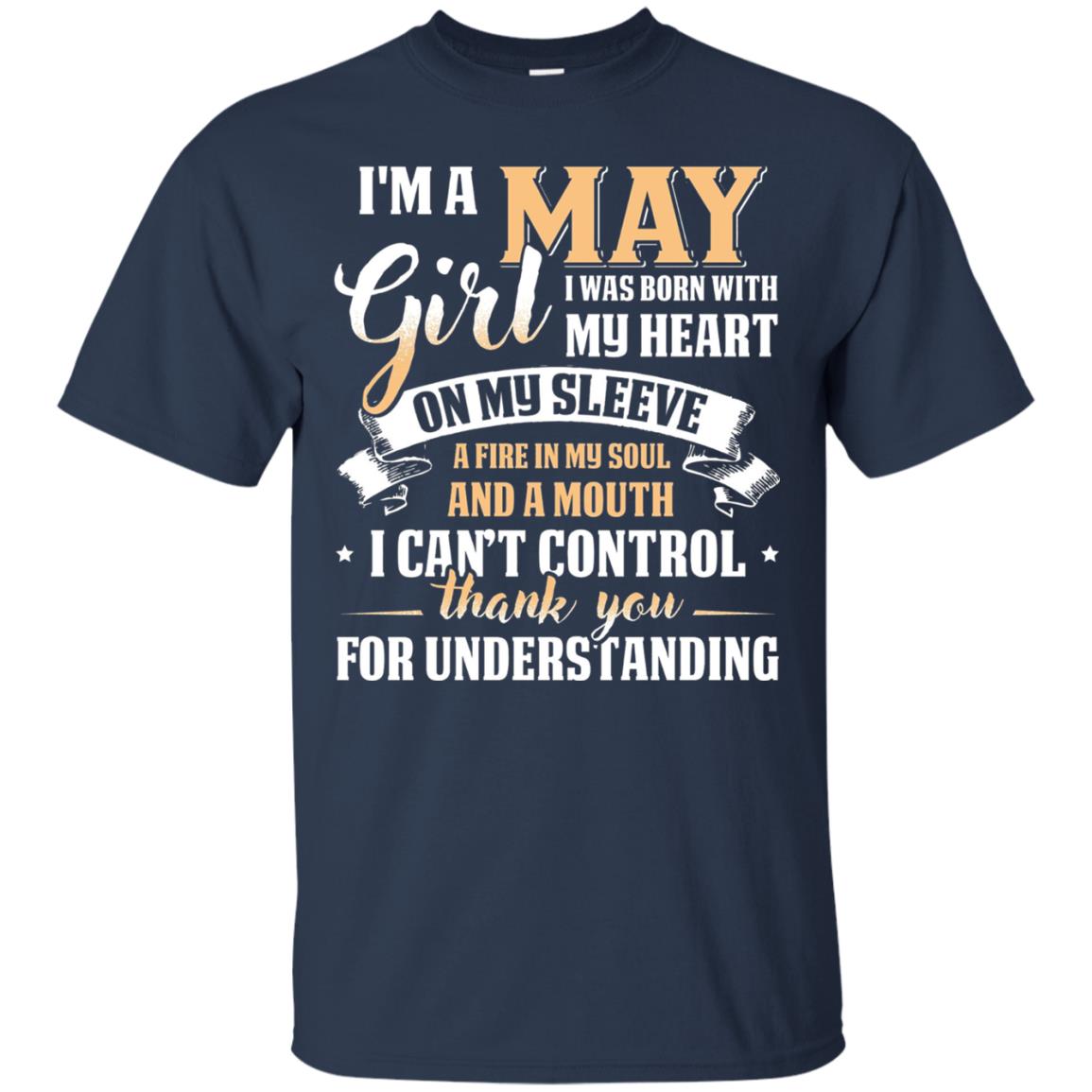 Im A May Girl I Was Born With My Heart On My Sleeve Navy