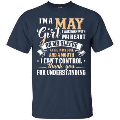 Im A May Girl I Was Born With My Heart On My Sleeve Navy