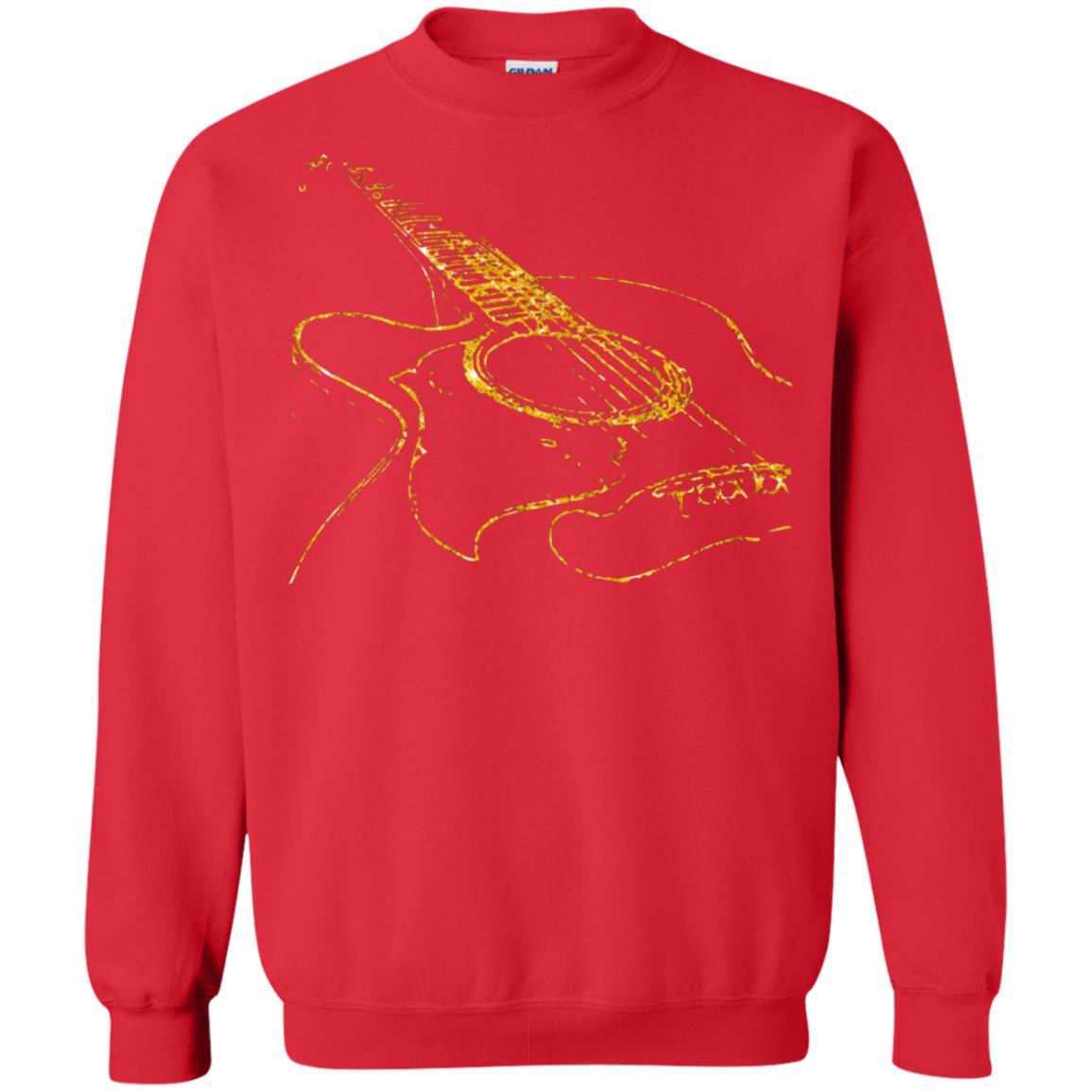 Guitar Gold Guitarist Gift Shirt For Mens Or Womens Red