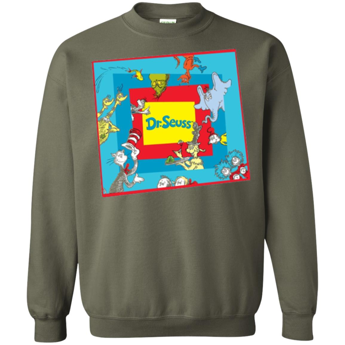Dr. Seuss Character National Wear Red Day T-shirt Military Green