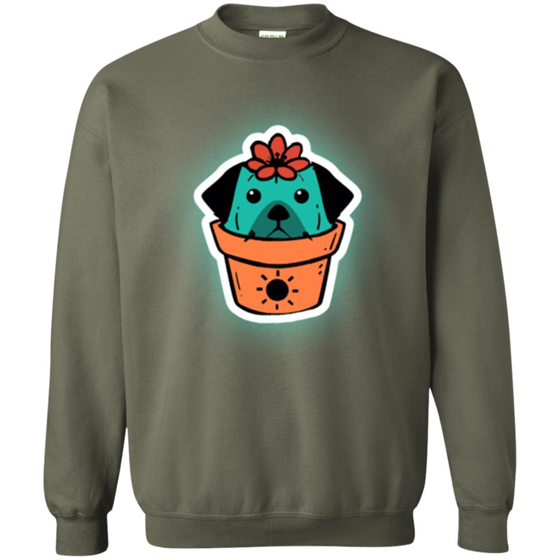 Dog Lover T-shirt Cactus Dog Dogcus Military Green
