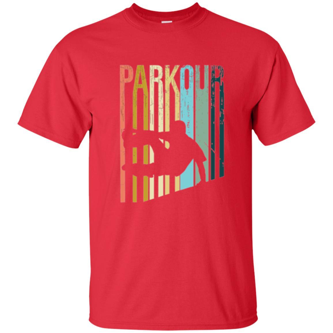 Parkour T-shirt Distressed Style Parkour Silhouette Red