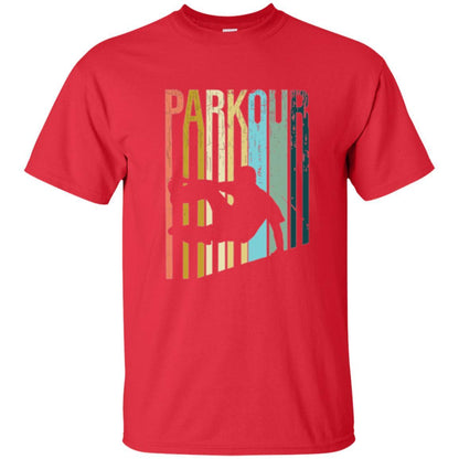 Parkour T-shirt Distressed Style Parkour Silhouette Red