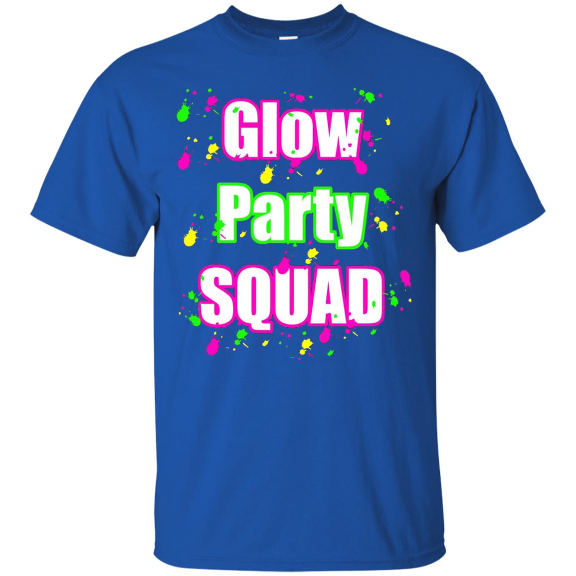 Glow Party Squad Paint Splatter Effect Neon Glow Party Shirt For Girls Royal