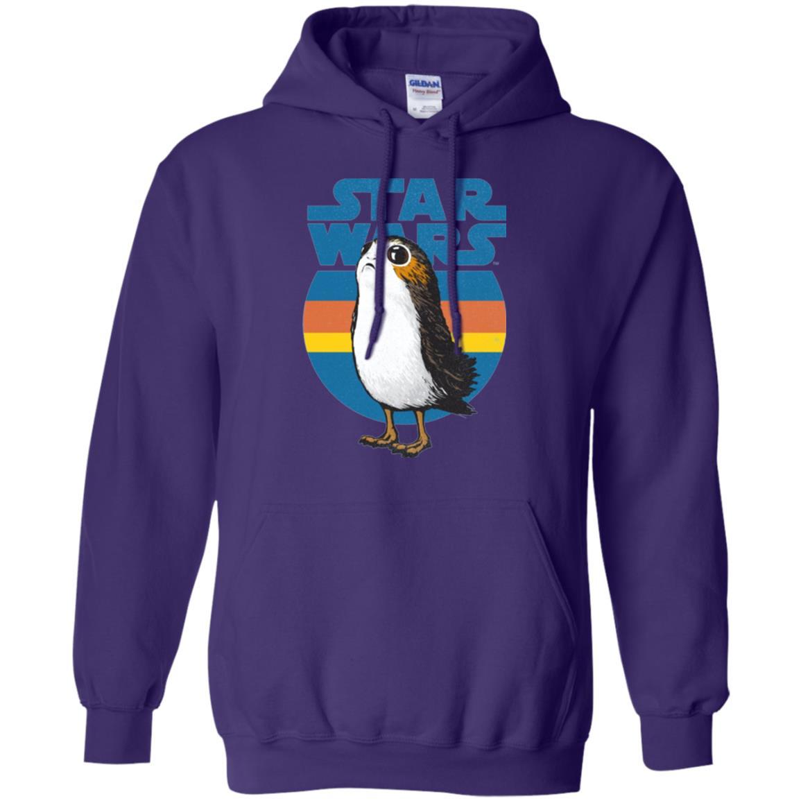 Film T-shirt Star Wars Last Jedi Porg Retro Stripes Logo Graphic Purple