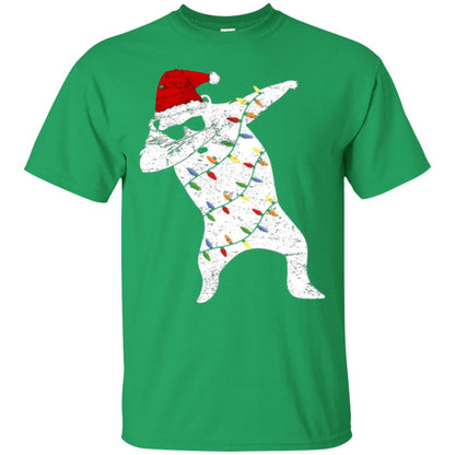 Christmas T-shirt Santa Bear Dabbing Lights Sunglasses Irish Green