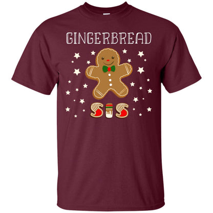Gingerbread Sister X-mas Gift Family Shirt For Girls Maroon