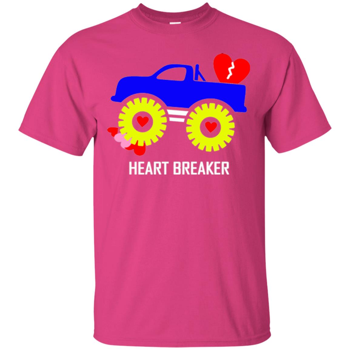 Heart Breaker Cute Blue Monster Truck Valentine_s Day T-shirt Heliconia