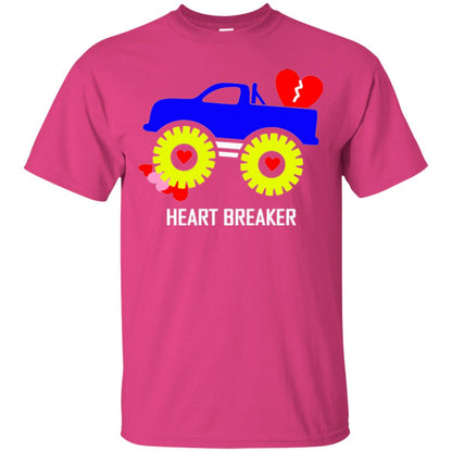 Heart Breaker Cute Blue Monster Truck Valentine_s Day T-shirt Heliconia