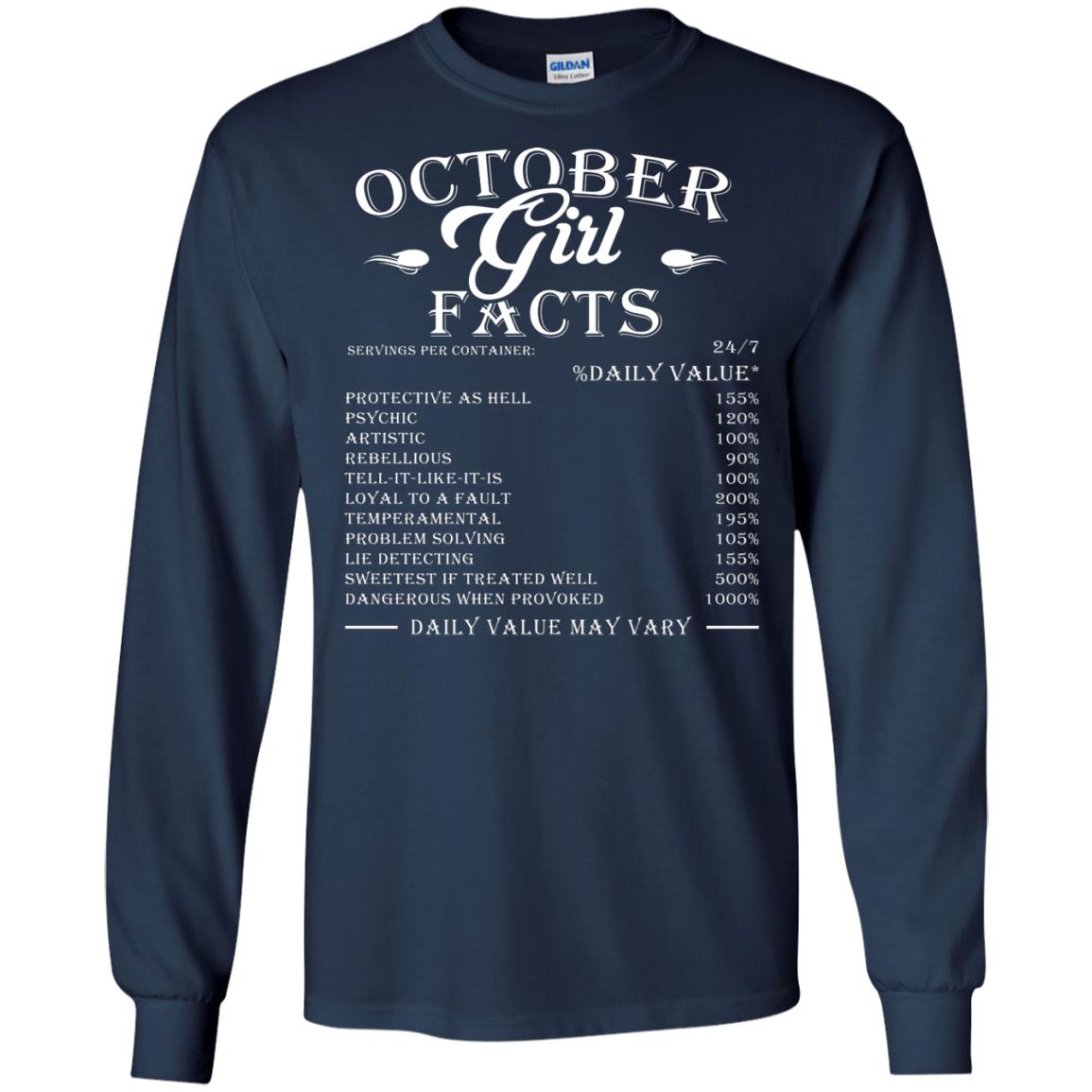 October Girl Facts Facts T-shirt Navy