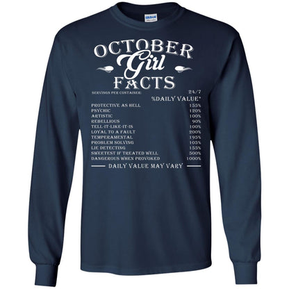 October Girl Facts Facts T-shirt Navy