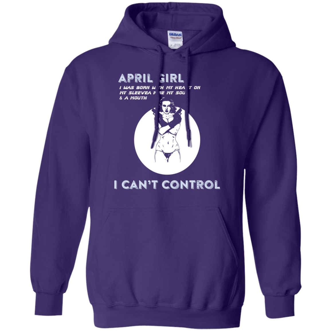 April Girl I Was Born With My Heart T-shirt Purple