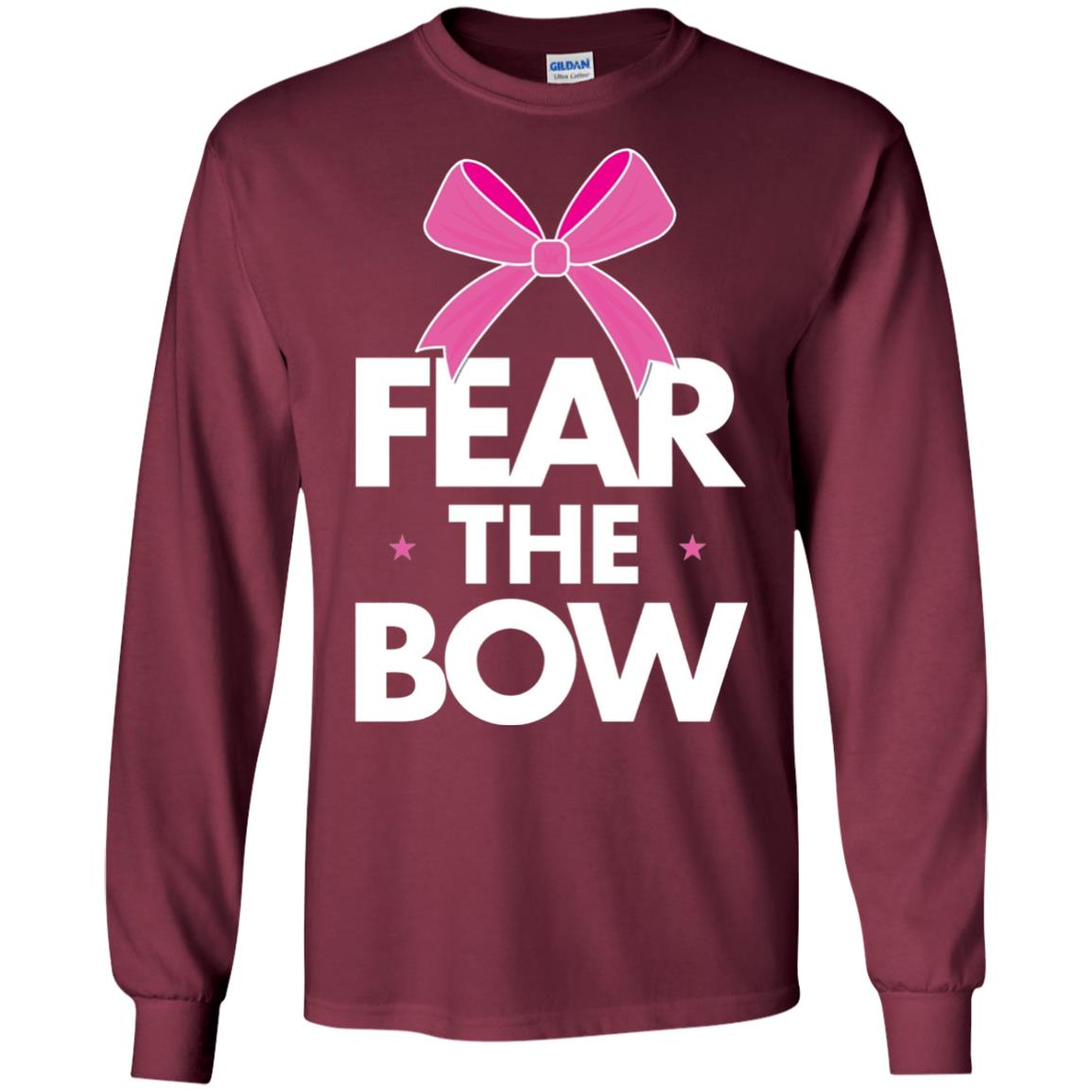 Fear The Bow Big Pink Bow Cheerleader Apparel Shirt Maroon