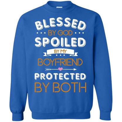 Blessed By God Spoiled By My Boyfriend Protected By Both Shirt Royal
