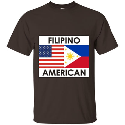 Filipino American T-shirt Philippines Usa Flags Dark Chocolate