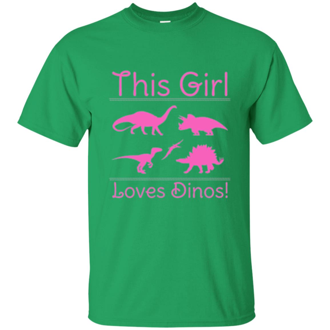 This Girl Loves Dinos Dinosaur T-shirt Irish Green