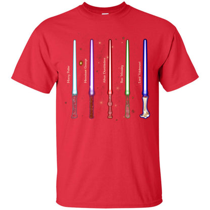 Harry Potter Lightsaber Wands Movie Fan T-shirt Red