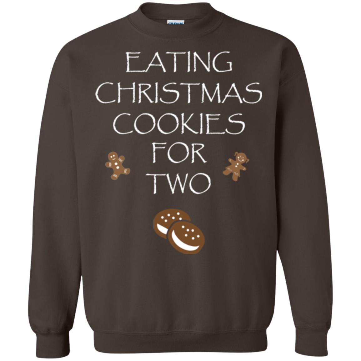 Christmas T-shirt Eating Christmas Cookies For Two Dark Chocolate