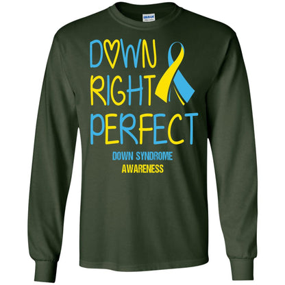 Down Right Perfect Down Syndrome Awareness T-shirt Forest Green