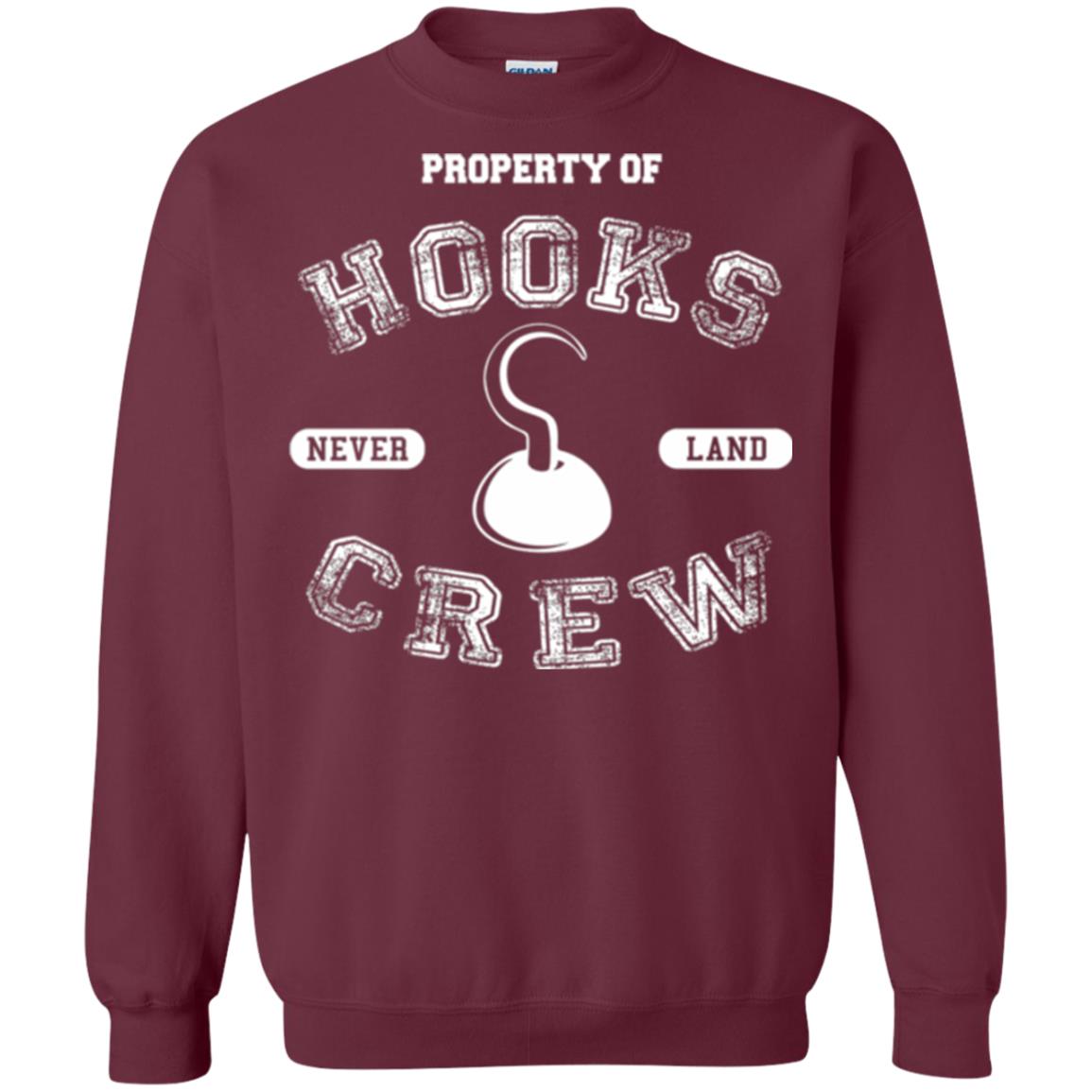 Property Of Captain Hooks Crew Funny Pirate T-shirt Maroon