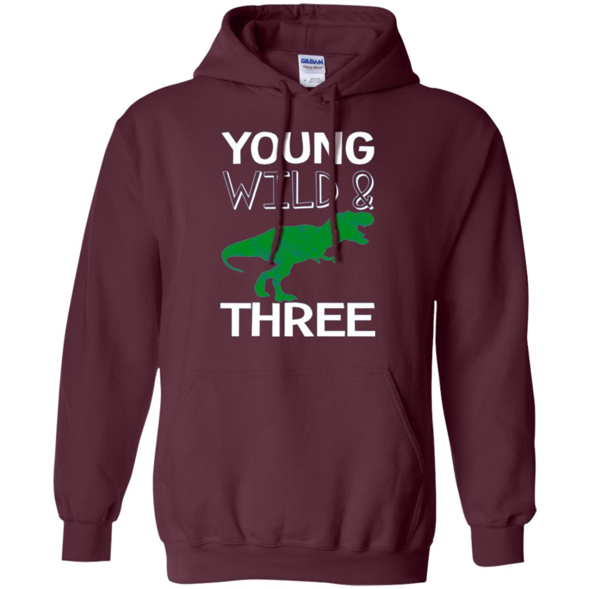 Dinosaur T-shirt Young Wild And Three Maroon