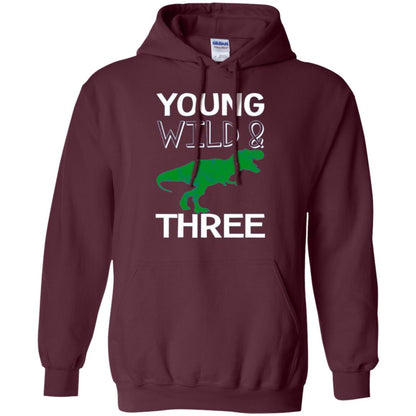 Dinosaur T-shirt Young Wild And Three Maroon