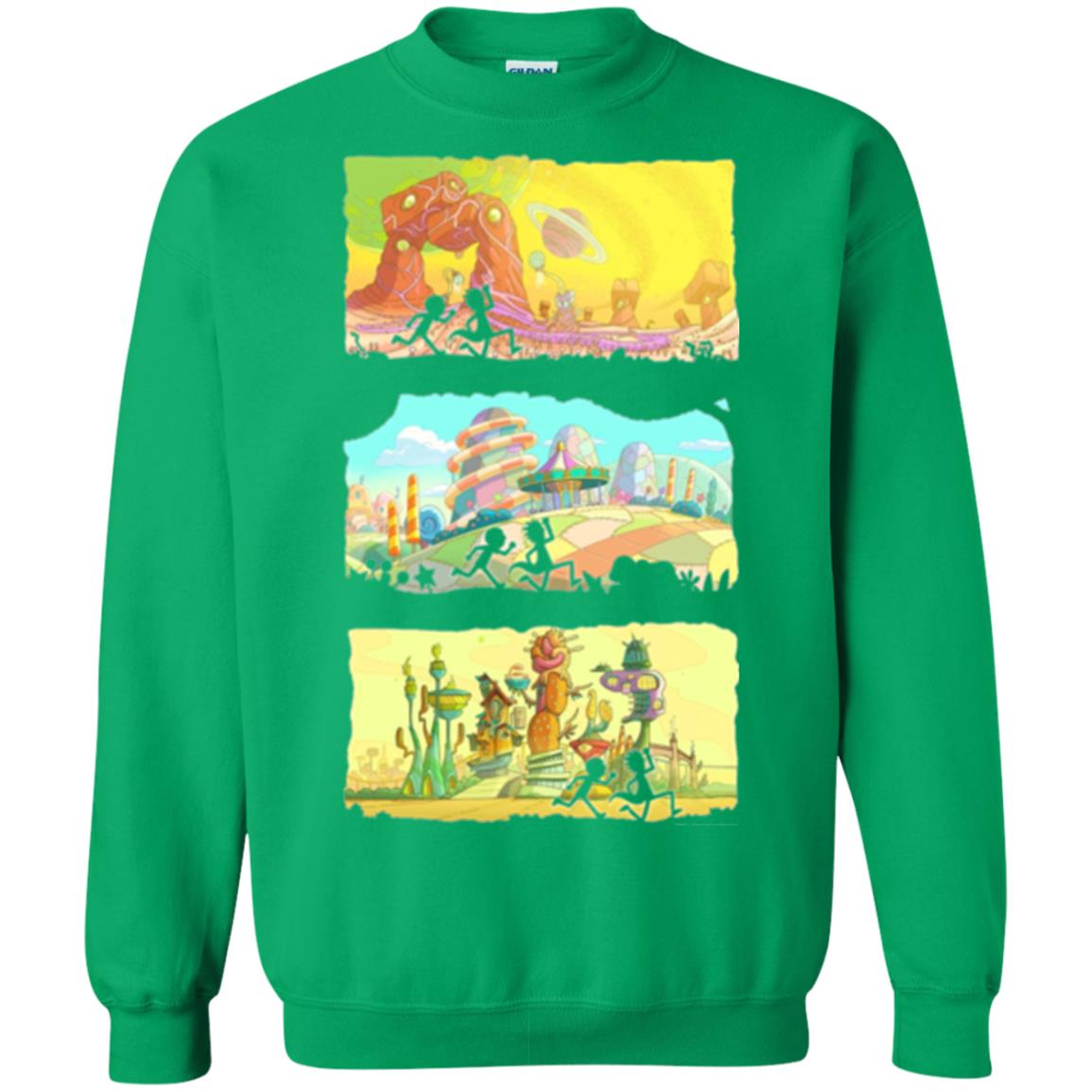 Movie T-shirt Running Silhouettes On Alien Land Irish Green