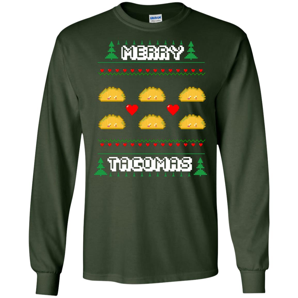 Merry Tacomas X-mas Gift Shirt For Taco Lovers Forest Green