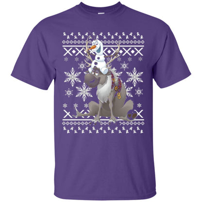 Film T-shirt Frozen Olaf Sven Riding Antler Purple