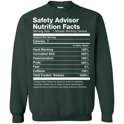 Safety Advisor Nutrition Facts Funny T-shirt Forest Green