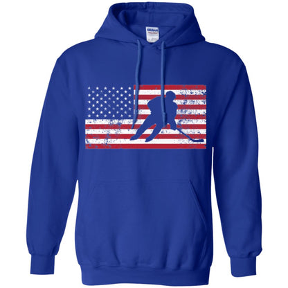 Hockey T-shirt American Flag Usa Patriotic Ice Skating Royal