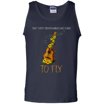 Take These Broken Wings And Learn To Fly Guitar Quote Shirt Navy