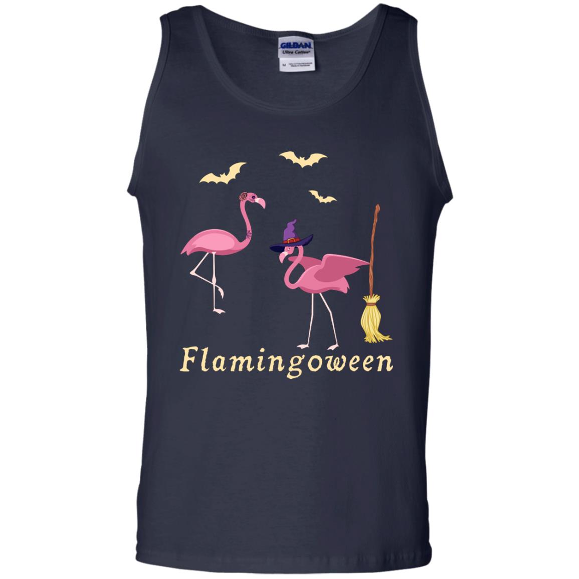 Flamingoween Flamingo Wicth Ride Stick Funny Quote On Haloween Gift Shirt Navy