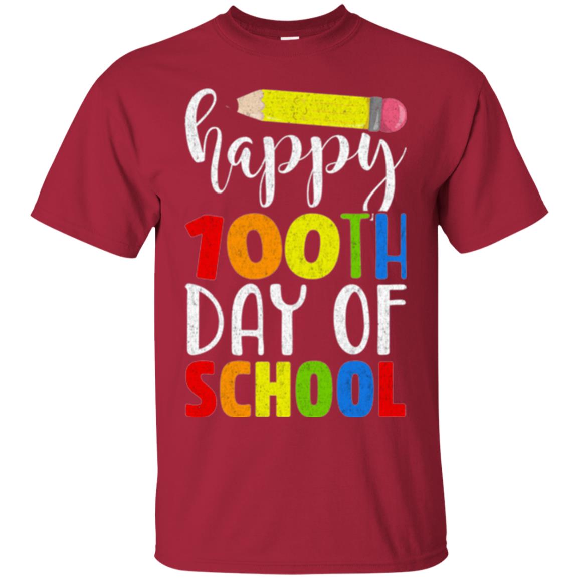 Happy 100th Day Of School Teacher T-shirt Cardinal