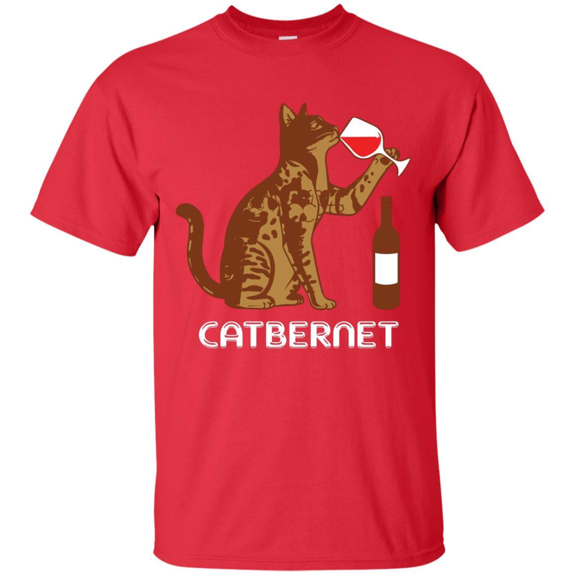 Cat Lovers T-shirt Catbernet Cat Wine Red