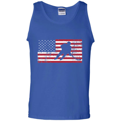 Hockey T-shirt American Flag Usa Patriotic Ice Skating Royal