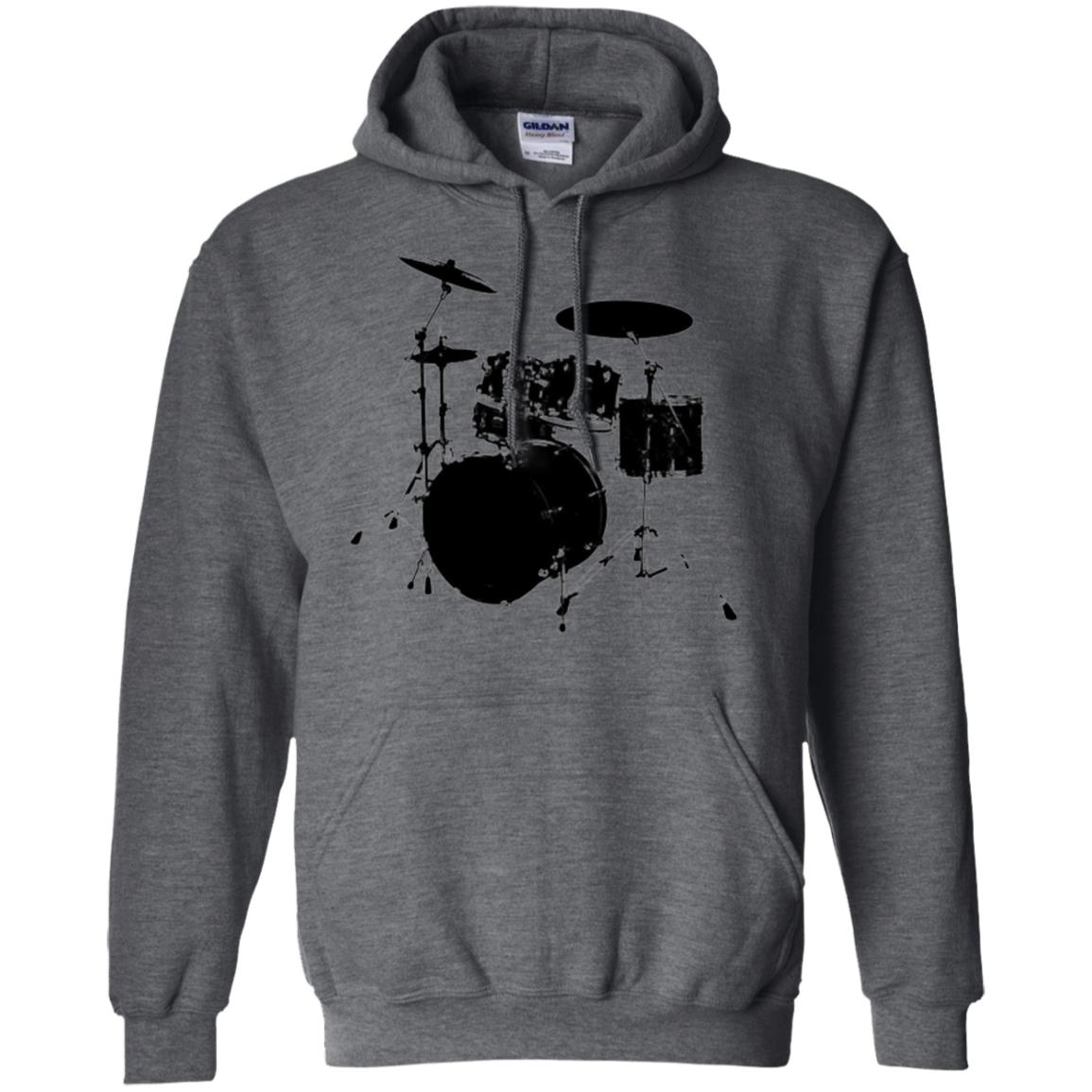 Drum Lovers T-shirt Drum Kit Stencil Print Dark Heather