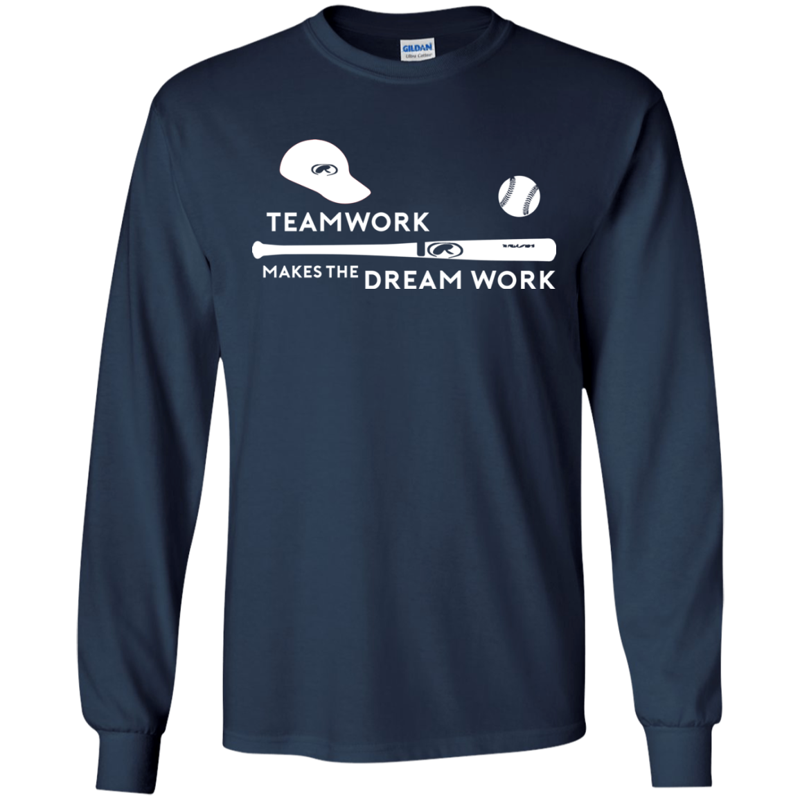 Baseball T-shirt Teamwork Makes The Dream Work Navy