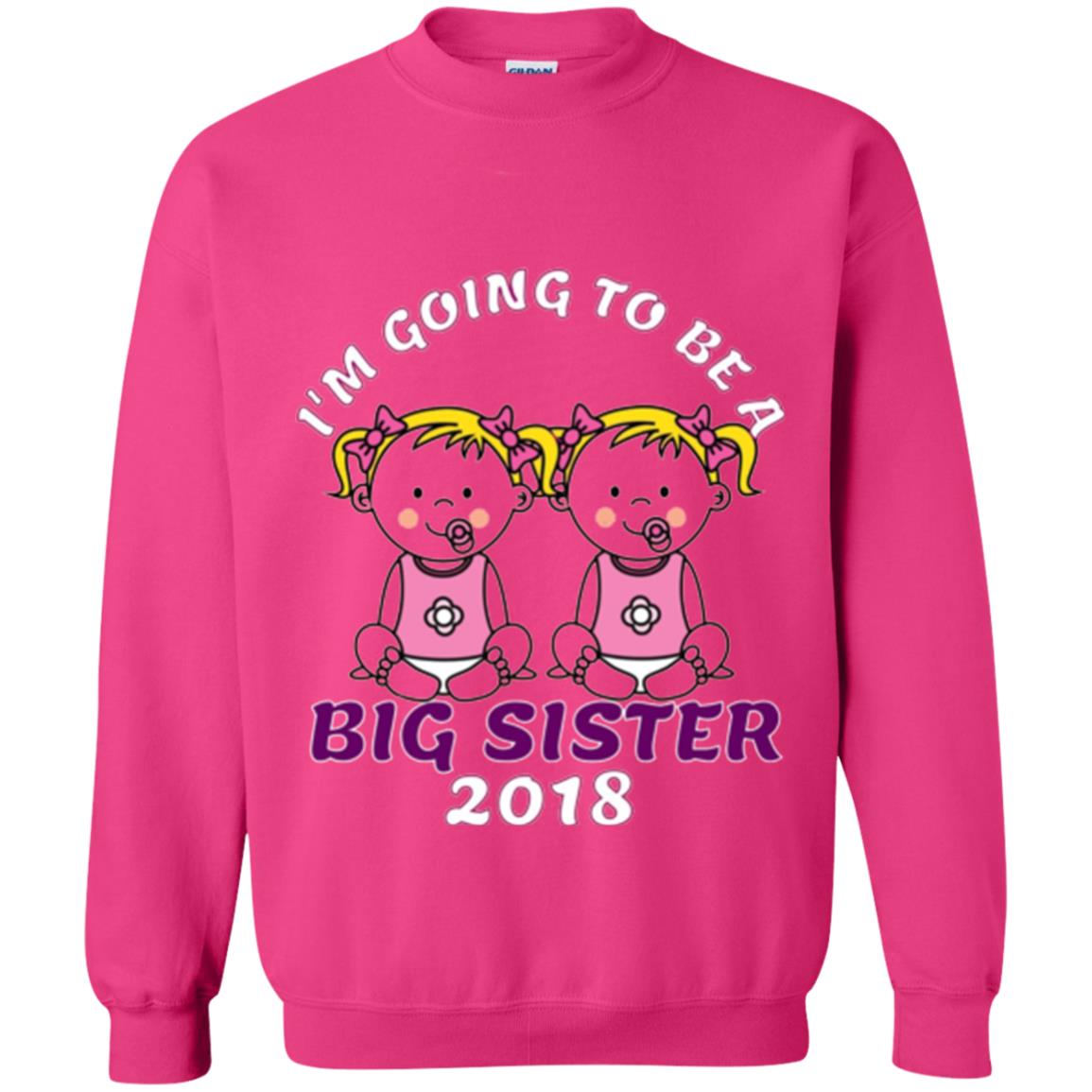 Family T-shirt I_m Going To Be A Big Sister Of Twins 2018 Heliconia
