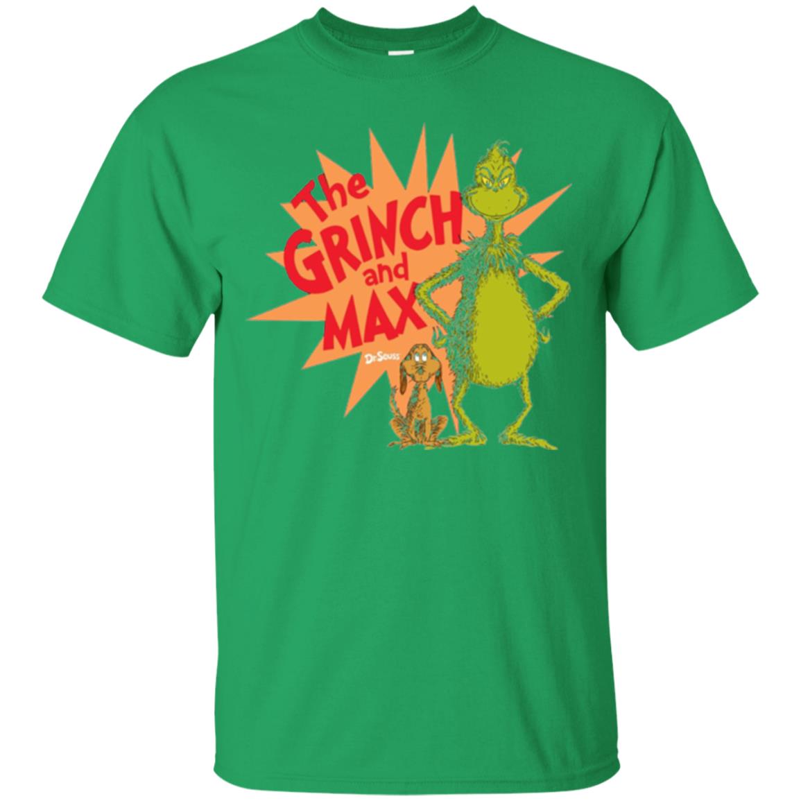 Cartoon T-shirt Dr. Seuss Grinch And Max Burst Irish Green