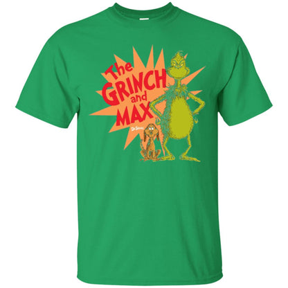 Cartoon T-shirt Dr. Seuss Grinch And Max Burst Irish Green