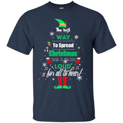 Elf Christmas T-shirt The Best Way To Spread Christmas Cheer Navy