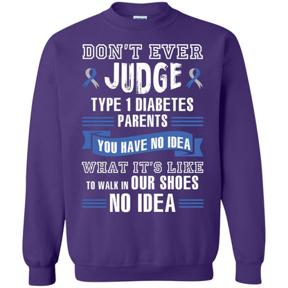 Diabetes T-shirt Don't Ever Judge Type 1 Diabetes Parents Purple