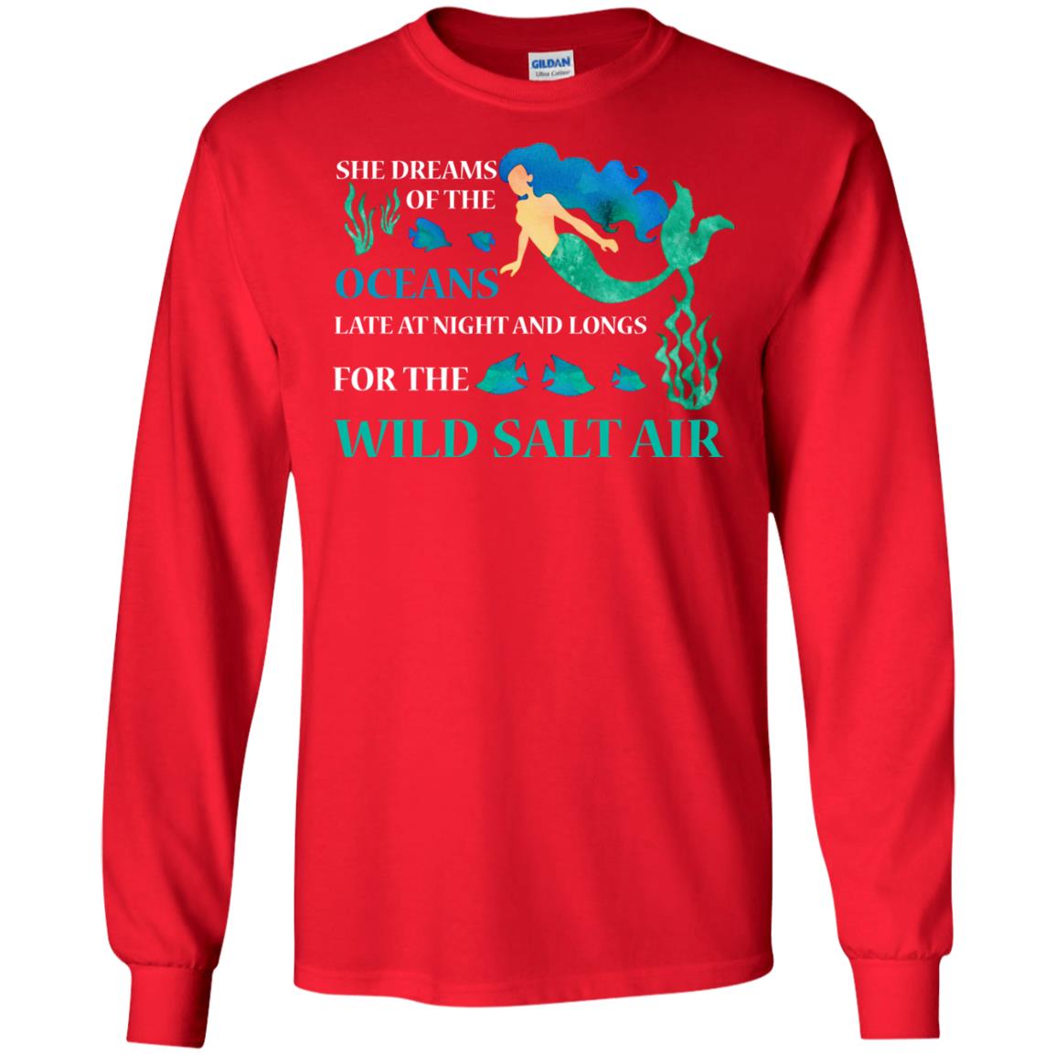 She Dreams Of The Oceans Mermaid T-shirt Red