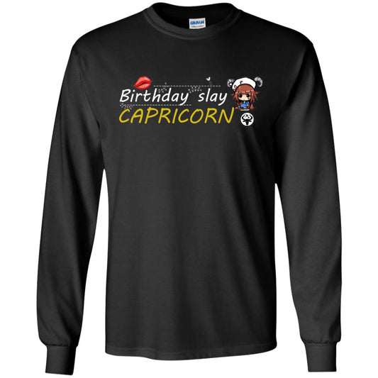 Cute Capricorn Girl Birthday Lip Slay T-shirt Black