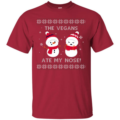 The Vegans Ate My Nose Funny Snowman Saying X-mas Gift Shirt Cardinal