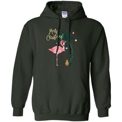 Christmas T-shirt Flamingo Merry Christmas Forest Green