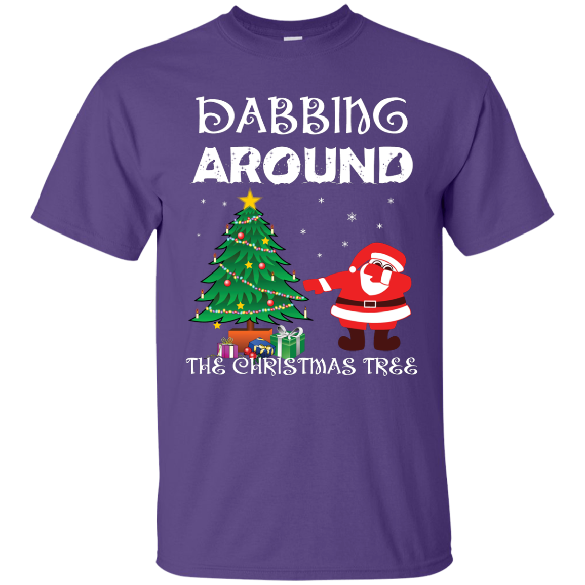 Christmas T-Shirt Dabbing Around The Christmas Tree Purple