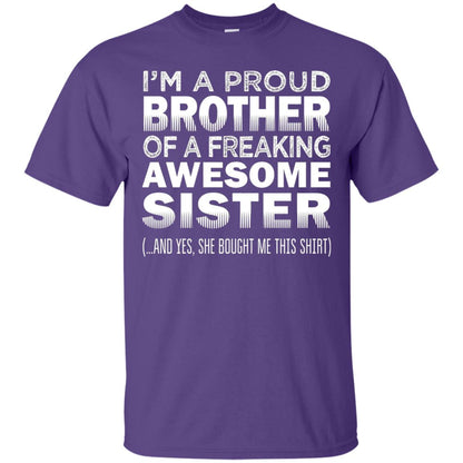 Proud Brother Of Freaking Awesome Sister Funny Brother T-shirt Purple
