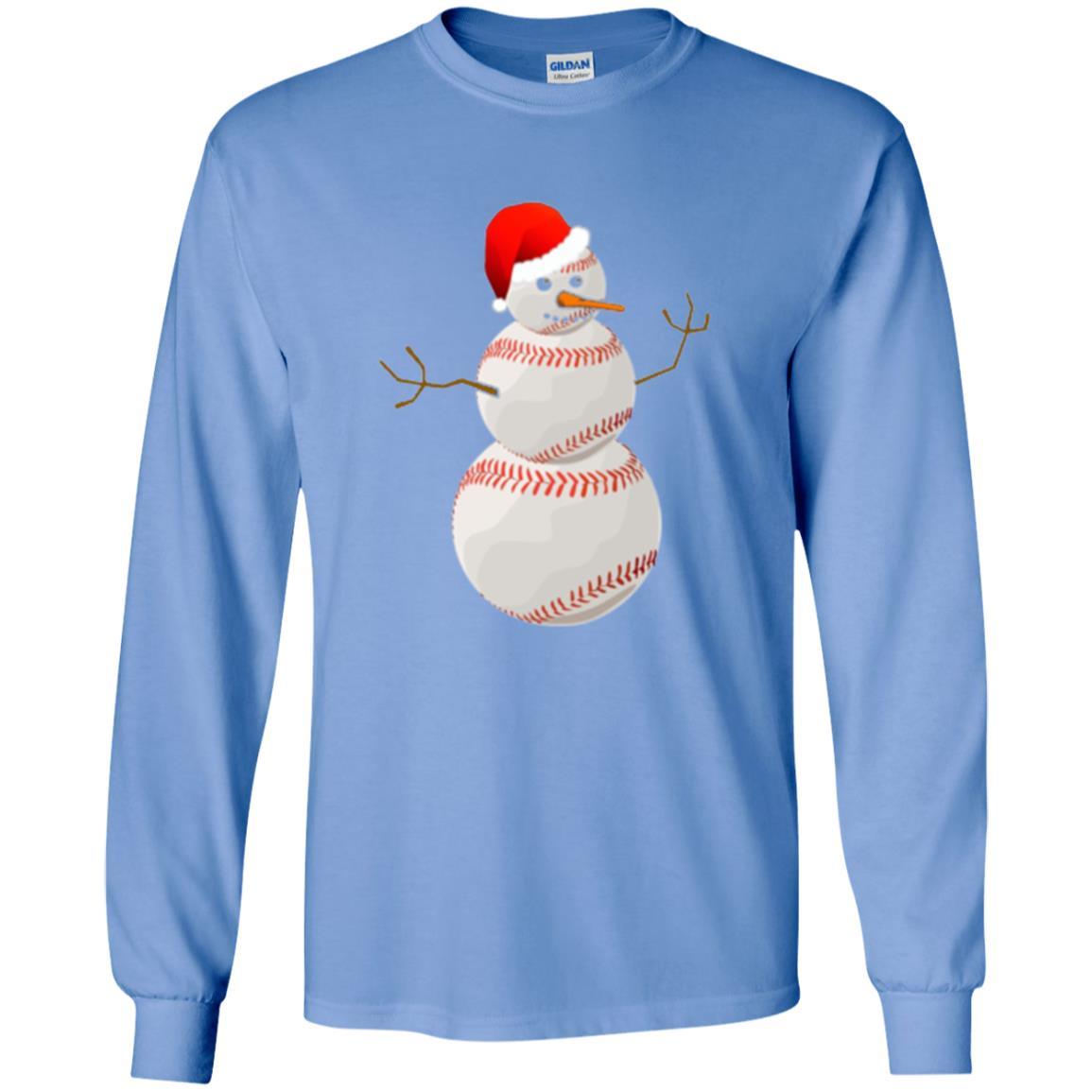 Christmas Baseball T-shirt Baseball Snowman Carolina Blue